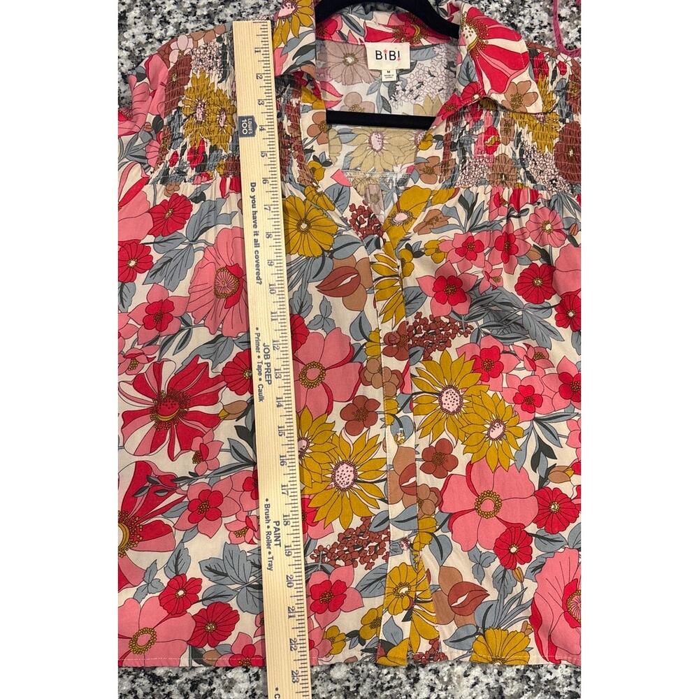Bibi Floral Blouse Womens Medium Boho Cottagecore Long Sleeve Top - Picture 4 of 8